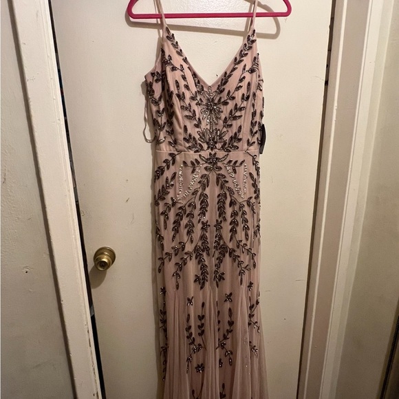 NWT Marina Beaded V-Neck Gown -Blush - Picture 5 of 6